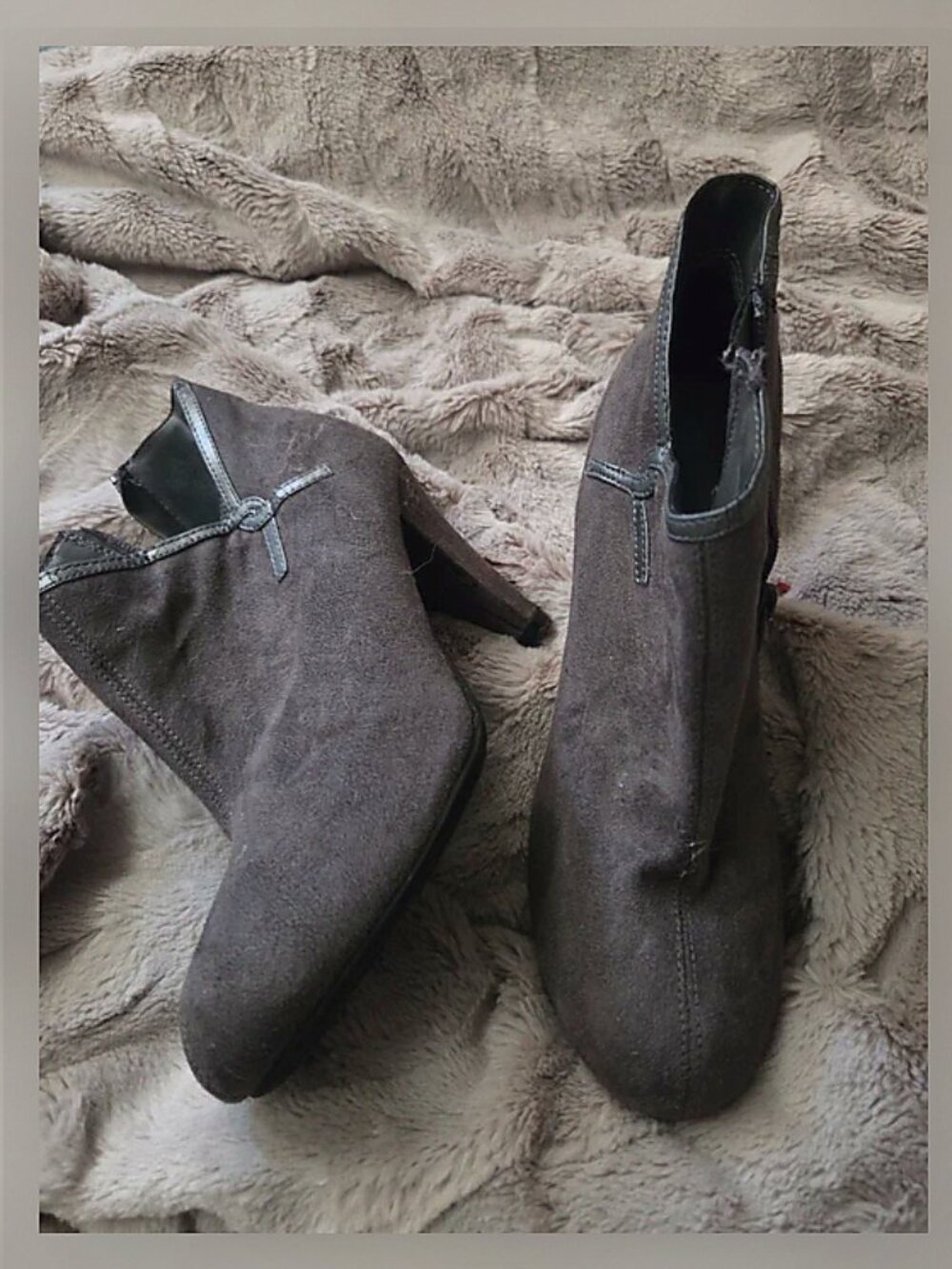 Gray low rise boots